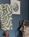 Green Wiggle Lampshade | Extra Tall Cylinder Ceiling Light Shade | Bespoke Handmade UK