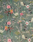 Birds velvet cylinder lampshade, in grey, extra tall lampshade