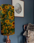 Van Gogh Sunflowers Velvet cylinder lampshade, extra tall lampshade