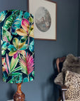 Rainforest Velvet cylinder lampshade, in mulitcoloured, extra tall lampshade
