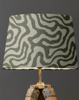 Green Wiggle Textured French Drum Lampshade | Handmade Ceiling Light Shade | UK