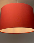 Burnt orange cotton drum lampshade/ ceiling shade with a white lining