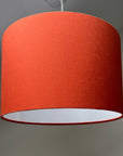Burnt orange cotton drum lampshade/ ceiling shade with a white lining