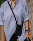 Eco-Friendly Leather Phone Bag with Strap & Closure
