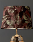 Pink Leaves Velvet Lampshade | French Drum Ceiling Light Shade | Bespoke Handmade Empire Lampshade
