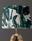 White Leaves Velvet Lampshade | French Drum Ceiling Light Shade | Bespoke Handmade Empire Lampshade