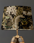 Black Peacock Butterfly Velvet Lampshade | French Drum Ceiling Light Shade | Bespoke Handmade Empire Lampshade