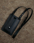 Eco-Friendly Leather Phone Bag with Strap & Closure