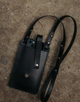 Eco-Friendly Leather Phone Bag with Strap & Closure