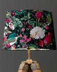 Black Botanical Geometric Velvet Lampshade | French Drum Ceiling Light Shade | Bespoke Handmade Empire Lampshade
