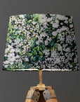 White Flowers Velvet Lampshade | French Drum Ceiling Light Shade | Bespoke Handmade Empire Lampshade