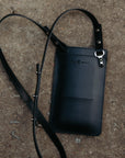 Eco-Friendly Leather Phone Bag with Strap & Closure