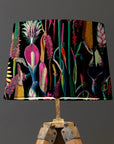 Black Botanical Velvet Lampshade | French Drum Ceiling Light Shade | Bespoke Handmade Empire Lampshade