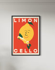 Luxury lemony retro limoncello print, premium 230gsm paper, framed or unframed, A5 to A0 sizes, vibrant high-quality art by Little Egret Design at brixbailey.com
