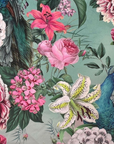 Peacock floral velvet in duck-egg, drum lampshade / ceiling shade, with a white lining