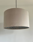 Cream Velvet & William Morris Blue Willow Leaves Double Sided Drum Lampshade | Handmade Ceiling Light Shade | Bespoke UK