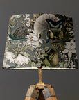 Grey Peacock Butterfly Velvet Lampshade | French Drum Ceiling Light Shade | Bespoke Handmade Empire Lampshade