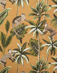 Jungle Monkey Mustard Cotton Lampshade | Extra Tall Cylinder Ceiling Light Shade | Bespoke Handmade UK