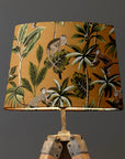 Mustard Jungle Monkey Cotton French Drum Lampshade | Handmade Ceiling Light Shade | UK