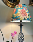 Teal Floral Summer Garden Velvet Steep Empire Lampshade | Handmade Ceiling Light Shade | UK