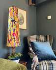Botanical mustard velvet cone lampshade, extra tall lampshade