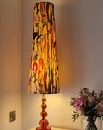 Botanical mustard velvet cone lampshade, extra tall lampshade