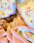 Dolly Floral Dog Blanket | Luxury Handmade Reversible Sherpa Throw | Seasonal Pet Blanket UK | Customisable