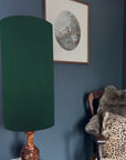 Green Velvet cylinder lampshade, extra tall lampshade