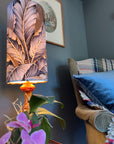 Tripura gold Leaves Velvet cylinder lampshade, extra tall lampshade