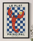 Lobster art print, premium home decor, luxury framed wall art, stylish kitchen decor, best-selling UK print, A1 A2 A3 A4 A5 sizes by Little Egret Design at brixbailey.com