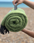 Zest Lime Green/Grey Herringbone Pure New Wool Picnic Rug