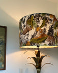 Tiger cheetah jungle velvet drum lampshade / ceiling shade, with a white lining
