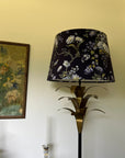 Navy Floral Velvet Lampshade | French Drum Ceiling Light Shade | Bespoke Handmade Empire Lampshade