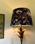 Navy Floral Velvet Lampshade | French Drum Ceiling Light Shade | Bespoke Handmade Empire Lampshade