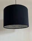 Black Velvet & William Morris Blue Willow Leaves Double Sided Drum Lampshade | Handmade Ceiling Light Shade | Bespoke UK