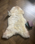 Luxury British rare breed champagne mix sheepskin rug, large natural undyed premium sheepskin, soft silky fur, 100-110cm x 45-50cm by Wildash London at brixbailey.com