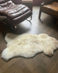 Luxury British rare breed champagne mix sheepskin rug, large natural undyed premium sheepskin hide, soft silky fur, 100-110cm by Wildash London at brixbailey.com