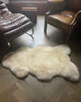 Luxury British rare breed champagne mix sheepskin rug, large premium natural undyed eco-tanned hide, super soft silky fur, best-selling home decor by Wildash London at brixbailey.com