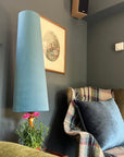 Teal Blue Velvet Lampshade | Extra Tall Cone Light Shade | Bespoke Handmade UK