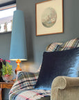 Teal Blue Velvet Lampshade | Extra Tall Cone Light Shade | Bespoke Handmade UK