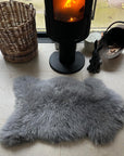 Luxury British sheepskin rug in slate grey, premium soft fur, handcrafted sheepskin throw, stylish hygge Nordic decor by Wildash London at brixbailey.com