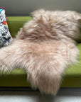 Luxury honey gold Icelandic sheepskin rug, premium longhair throw hide, sustainable Scandinavian home decor by Wildash London at brixbailey.com