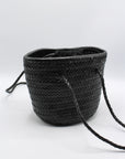 Carmel - Hand Woven Top Grain Leather Bucket Bag Black