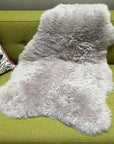 Premium Icelandic sheepskin throw in dove grey, large luxury shorn sheepskin rug, best-selling sustainable handcrafted fur by Wildash London at brixbailey.com