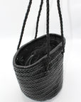 Carmel - Hand Woven Top Grain Leather Bucket Bag Black
