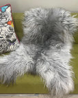 Luxury Icelandic natural grey sheepskin, premium large undyed longhair fleece, sustainably tanned, soft high-quality fur, best-selling home decor by Wildash London at brixbailey.com