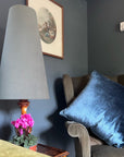 Grey Velvet Lampshade | Extra Tall Cone Light Shade | Bespoke Handmade UK