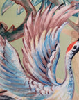 Crane Birds Velvet Lampshade | Extra Tall Cylinder Ceiling Light Shade | Bespoke Handmade UK
