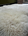 Luxury British sheepskin rug, premium natural curly ivory white fur, handcrafted sustainable free-range, 90cm x 150cm by Wildash London at brixbailey.com