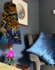 Floral Midnight Velvet cone lampshade, extra tall lampshade